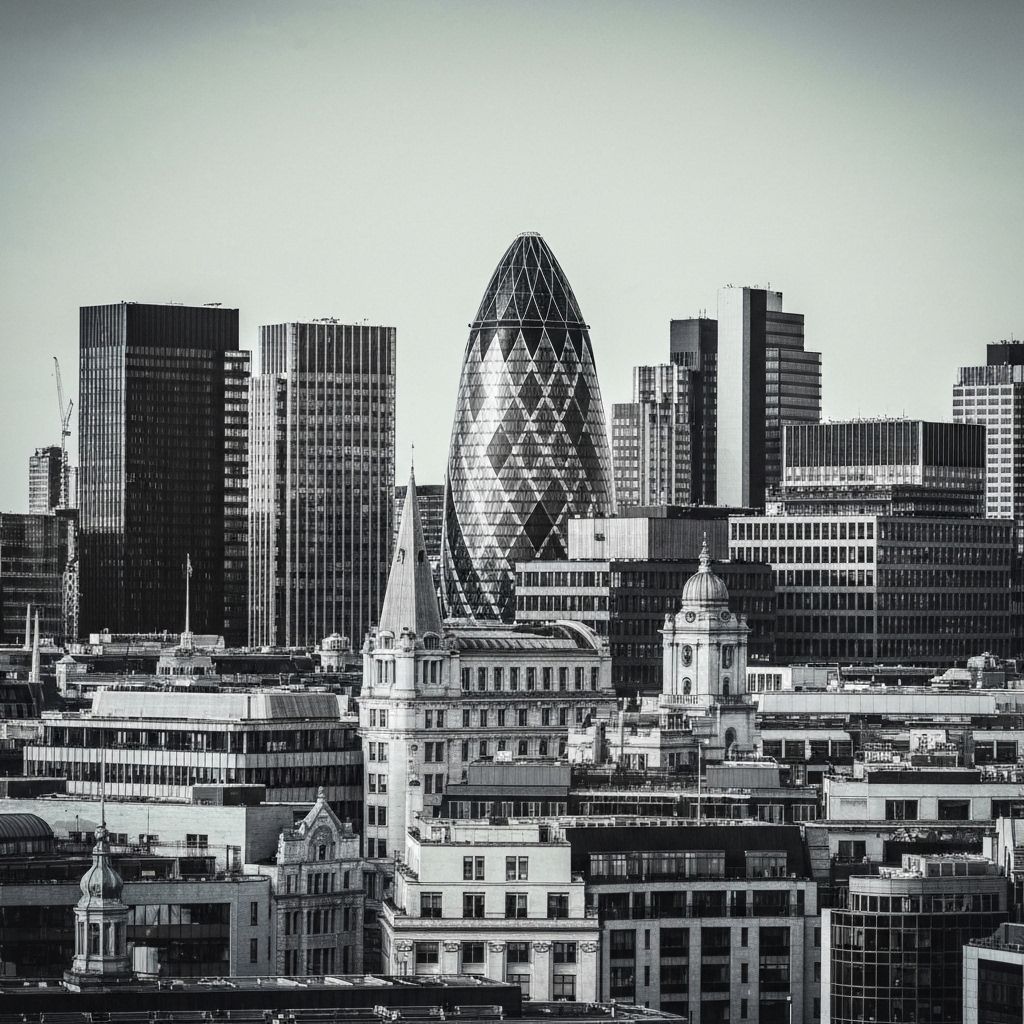London city skyline featuring the Gherkin building